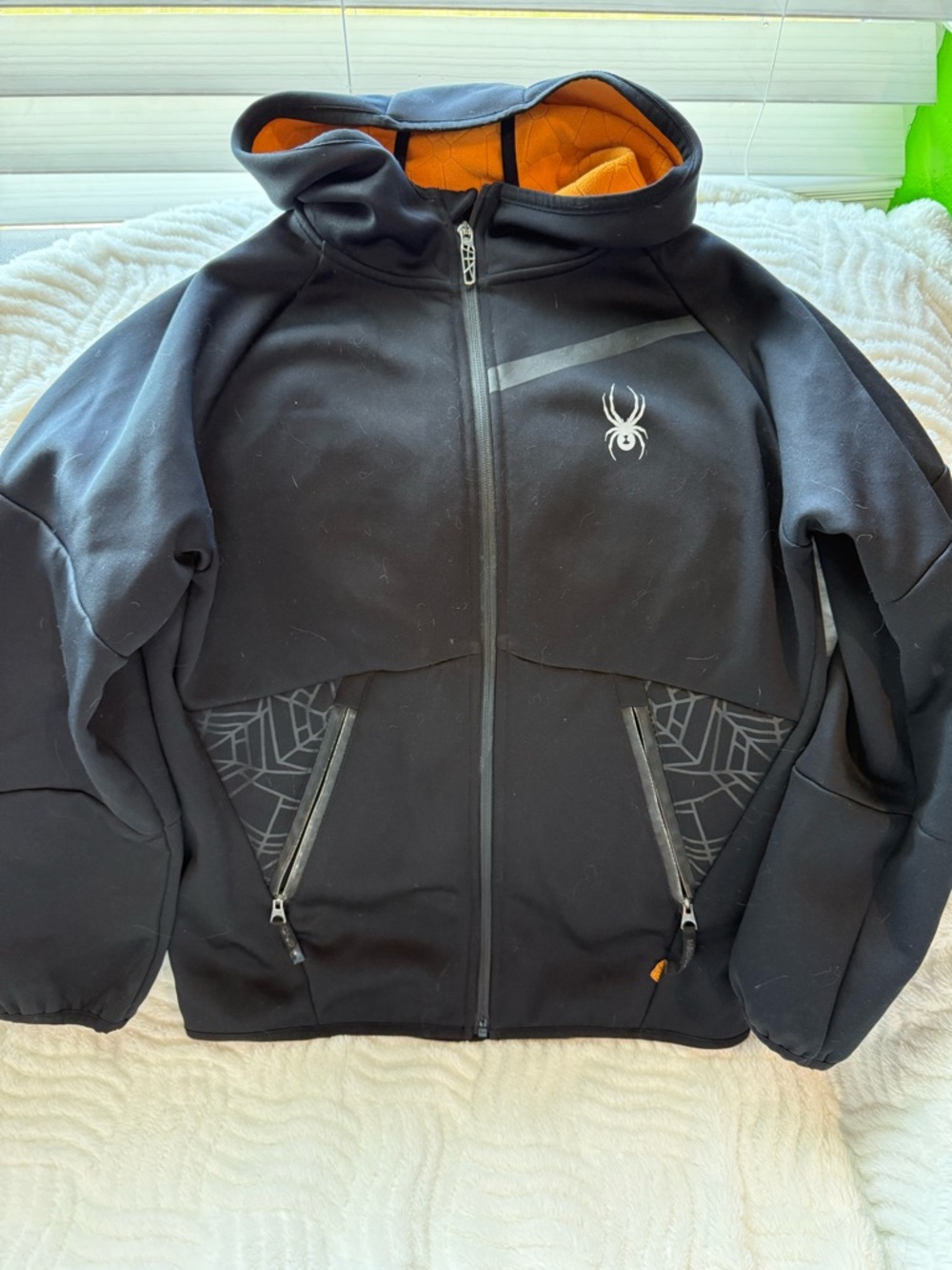 Spyder Black Jacket with Bright Orange Lining